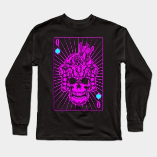 Queen of Spades Pink Skull Long Sleeve T-Shirt